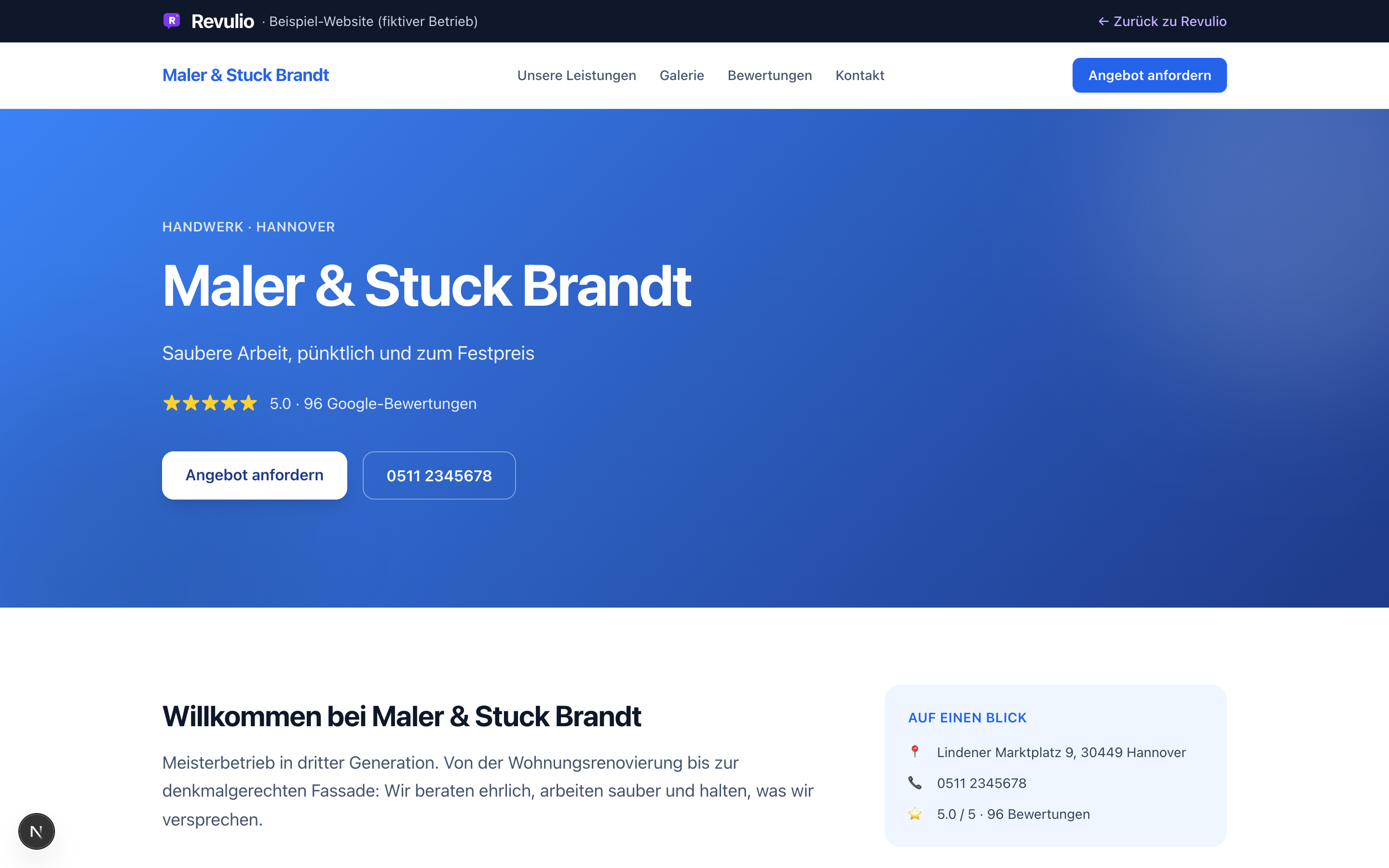 Beispiel-Website für Handwerk: Maler & Stuck Brandt